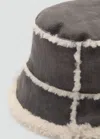 Mango Faux Shearling Bucket Hat In Grey