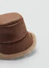 Mango Faux Shearling Bucket Hat In Brown