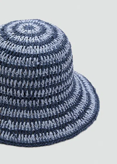 Mango Natural Fibre Bucket Hat Blue