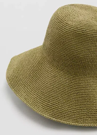 Mango Natural Fibre Bucket Hat In Khaki