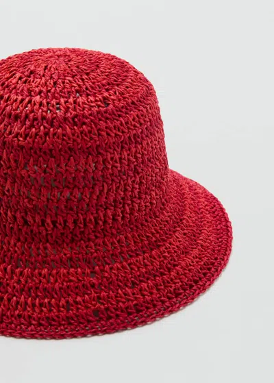 Mango Natural Fibre Bucket Hat Red
