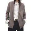 Mango Charlotte Houndstooth Microcheck Double Breasted Blazer In Gray