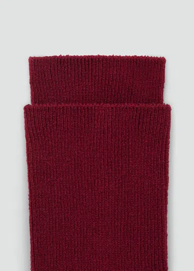 Mango Chaussettes Coton Maille Côtelée Grenat - Femme - Taille Unique -  In Brown
