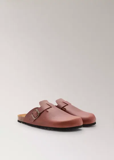 Mango Chaussons Sabots En Cuir In Brown