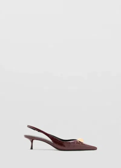 Mango Chaussure À Talon Avec Ornements Métalliques In Bordeaux
