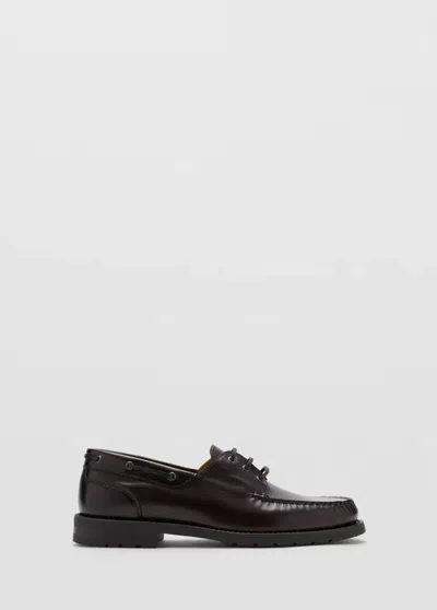Mango Chaussure Bateau Cuir In Marron