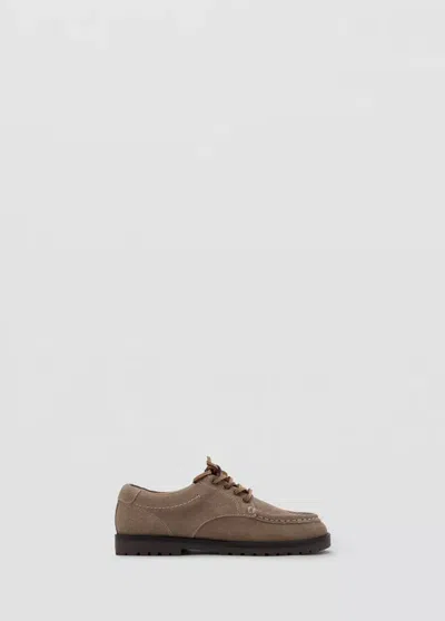 Mango Kids' Chaussure Bateau Cuir In Sable