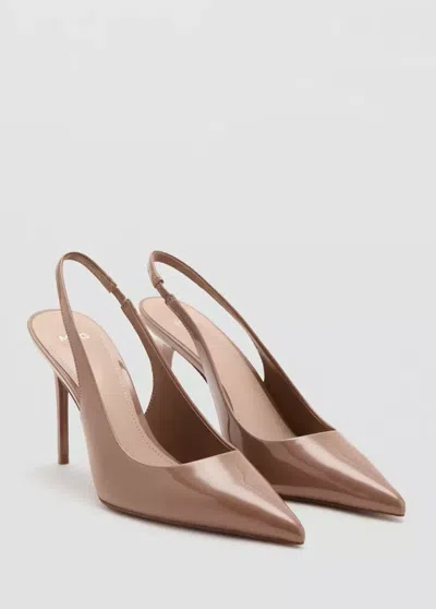 Mango Chaussures À Talon En Cuir Vernis In Brown