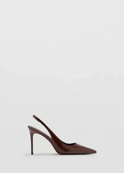 Mango Chaussures À Talon En Cuir Vernis In Marron