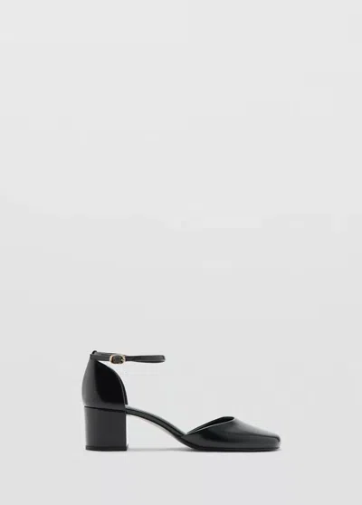 Mango Chaussures À Talon En Cuir Vernis In Black