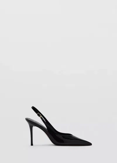 Mango Chaussures À Talon En Cuir Vernis In Noir
