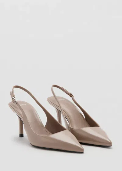 Mango Chaussures À Talon En Cuir Vernis In Nude