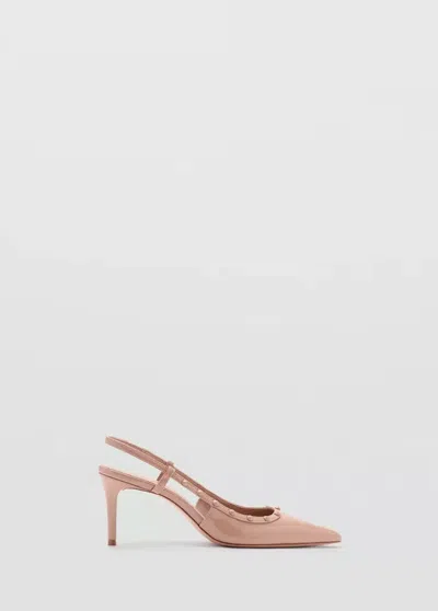 Mango Chaussures À Talon En Cuir Vernis In Nude