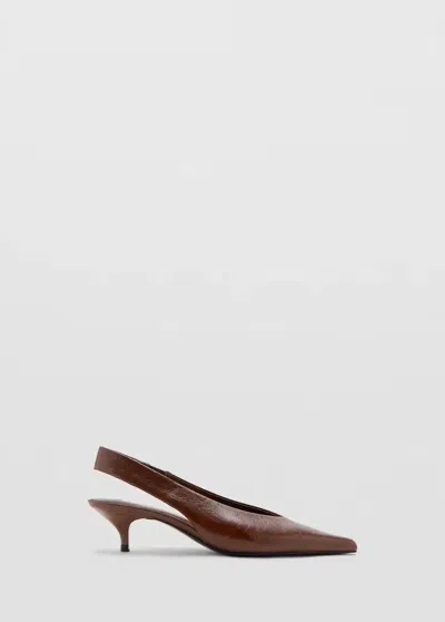 Mango Chaussures À Talon Kitten Bout Pointu In Cognac