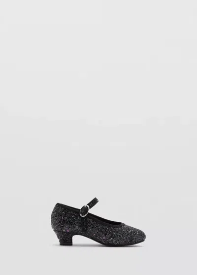 Mango Kids' Chaussures À Talon Paillettes In Noir