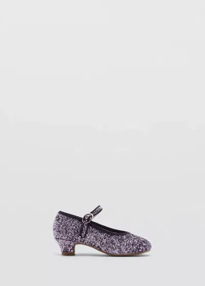 Mango Kids' Chaussures À Talon Paillettes In Violet Clair/pastel