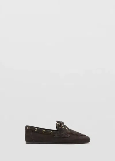 Mango Chaussures Bateau Cuir À Lacets In Brown