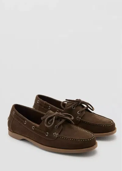 Mango Chaussures Bateau Cuir In Brown