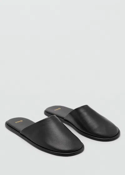Mango Leather Backless Shoe Black