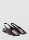 Mango Chaussures Cuir Talon Bloc Bordeaux - Femme - 41 -