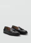 Mango Leather Effect Moccasin In Black