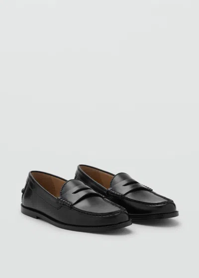 Mango Kids' Leather Effect Moccasin In Black