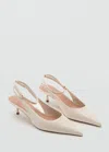 Mango Chaussures Pointues Talon Kitten Heel Beige - Femme - 38 -