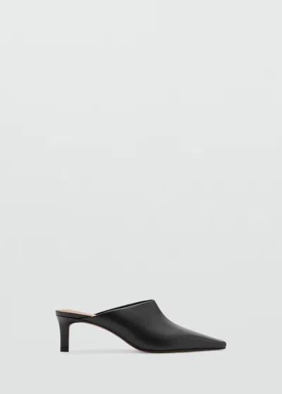Mango Chaussures Talon Ouvertes À L'arrière Cuir In Noir