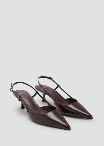 Mango Chaussures Vernies Talon Kitten Heel Chocolat - Femme - 40 -  In Brown