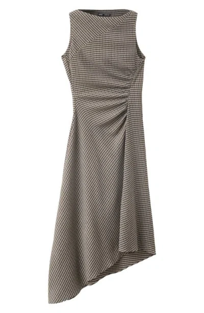 Mango Check Asymmetric Hem Dress In Green