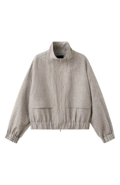 Mango Check Bomber Jacket In Gray