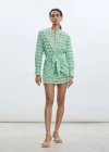 Mango Check Bow Dress Green In Vert
