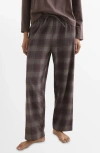 Mango Check Cotton Flannel Pajamas In Brown