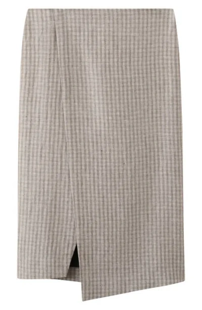 Mango Check Faux Wrap Midi Skirt In Brown