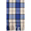 Mango Check Fringe Scarf In Blue