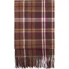 Mango Check Fringe Scarf In Burgundy