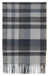 Mango Check Fringe Scarf In Gray
