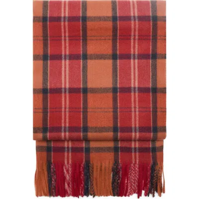 Mango Check Fringe Scarf In Red