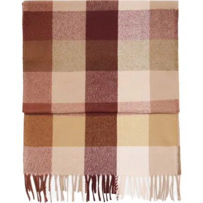 Mango Check Fringed Scarf In Multi