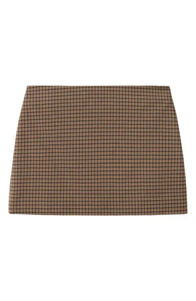 Mango Check Miniskirt In Brown