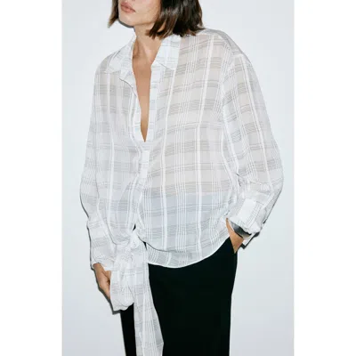 Mango Oversize Check Shirt In Animal Print