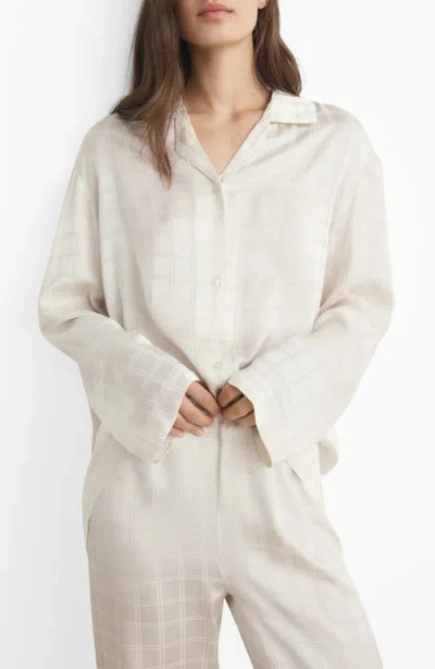 Mango Check Pajama Top In White