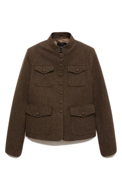 Mango Check Pocket Jacket In Brown