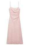 Mango Check Print Midi Slipdress In Pastel Pink