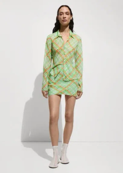 Mango Check-print Mini-skirt Green