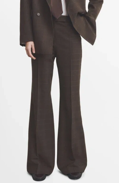 Mango Check Print Straight Leg Suit Pants In Black