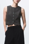 Mango Check Print Vest In Gray