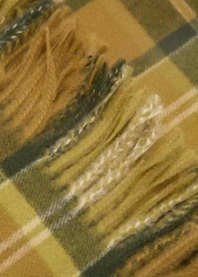 Mango Check Scarf With Fringed Ends Khaki