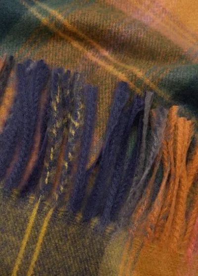 Mango Check Scarf With Fringed Ends Orange