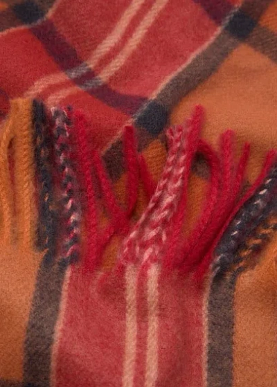 Mango Check Scarf With Fringed Ends Red